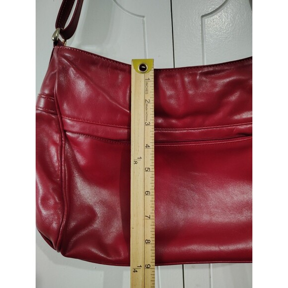 SAS Vintage Red Leather Adjustable Strap Shoulder Bag Purse Handbag - Picture 3 of 12